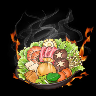 卡通美食火锅蔬菜肉类食材食物元素GIF动态图火锅元素